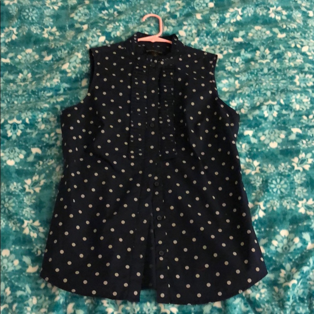 Navy blue polka dot dress shirt